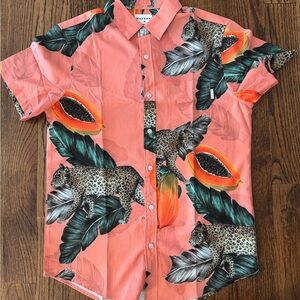Pink Casual Button Down Shirt with Traditional Collar
